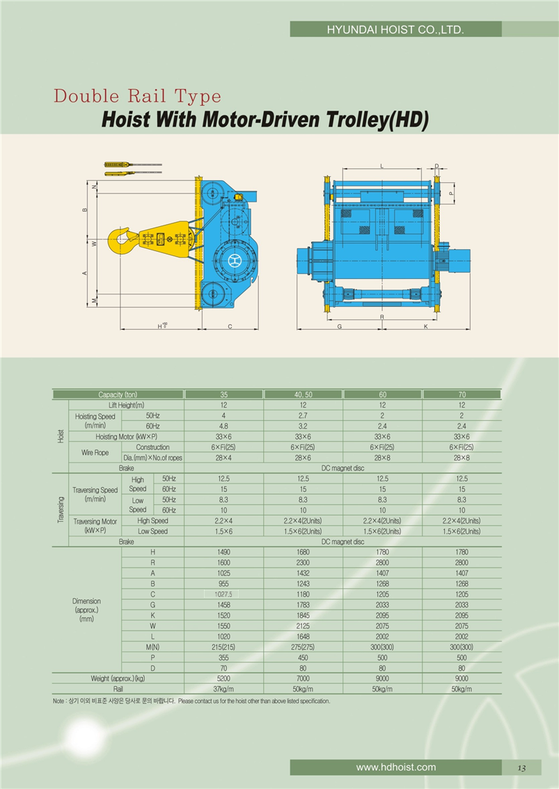 Công ty TNHH MTT Hàn Quốc Palang dầm đôi - Double rail hoist 