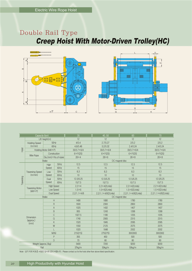 Công ty TNHH MTT Hàn Quốc Palang dầm đôi - Double rail hoist 