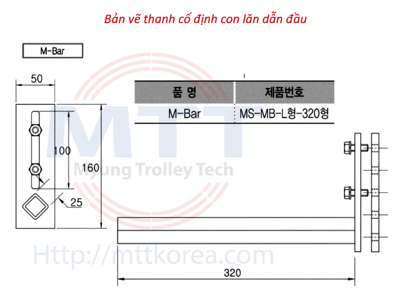 Công ty TNHH MTT Hàn Quốc Thanh cố định con lăn đầu cáp Công ty TNHH MTT Hàn Quốc Thanh cố định con lăn đầu cáp