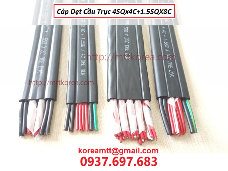 Cáp dẹt cầu trục 4SQx4C+1.5SQx8C