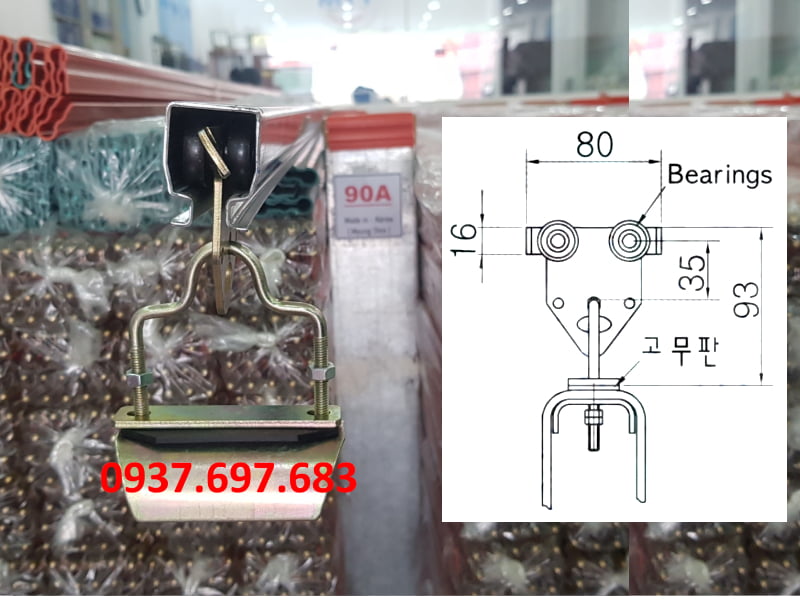 Công ty TNHH MTT Hàn Quốc Con lăn treo dây cáp điện ray C Công ty TNHH MTT Hàn Quốc Con lăn treo dây cáp điện ray C