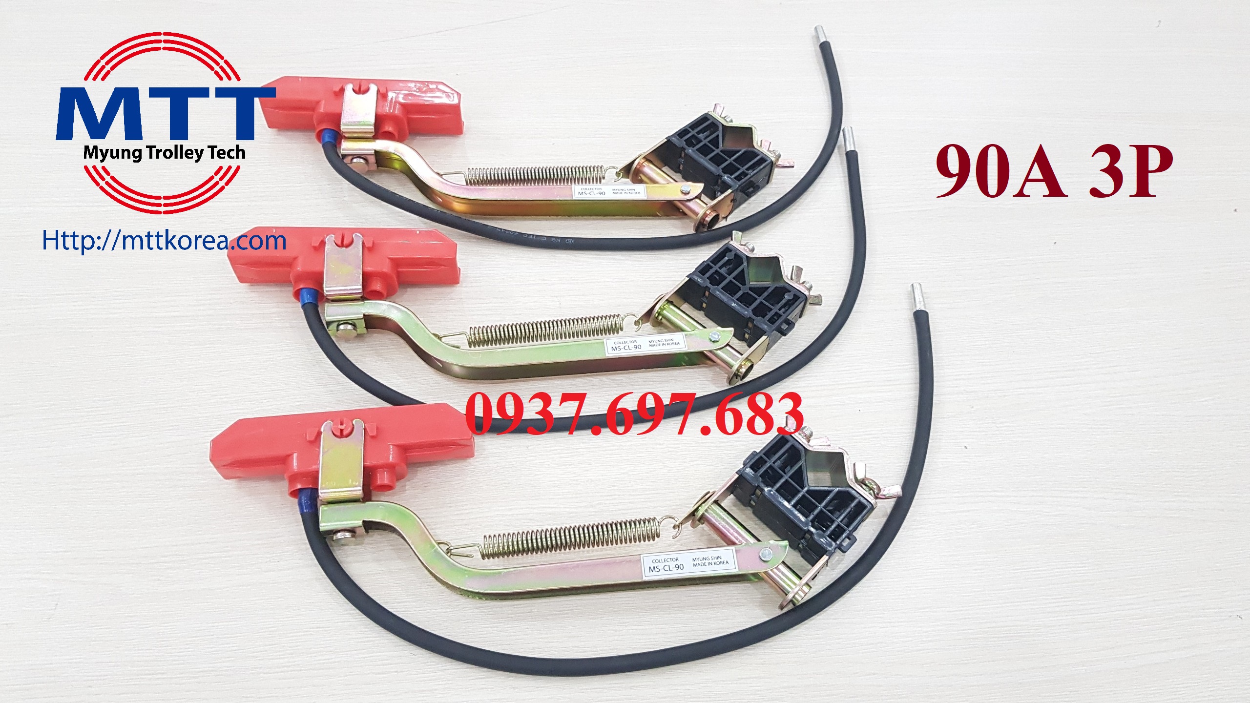 Công ty TNHH MTT Hàn Quốc Chổi lấy điện 90A PVC cầu trục Công ty TNHH MTT Hàn Quốc Chổi lấy điện 90A PVC cầu trục