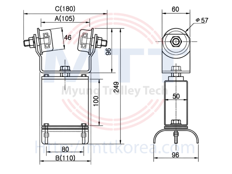 Công ty TNHH MTT Hàn Quốc Con lăn đầu cáp dầm I 75 cầu trục Công ty TNHH MTT Hàn Quốc Con lăn đầu cáp dầm I 75 cầu trục
