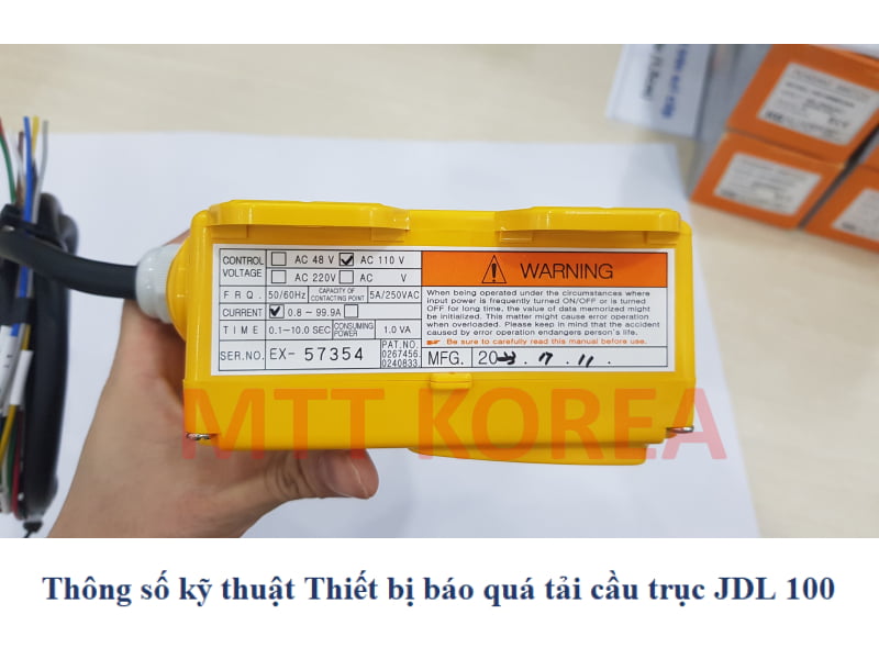 Công ty TNHH MTT Hàn Quốc Báo quá tải tời điện JDL-100 Công ty TNHH MTT Hàn Quốc Báo quá tải tời điện JDL-100